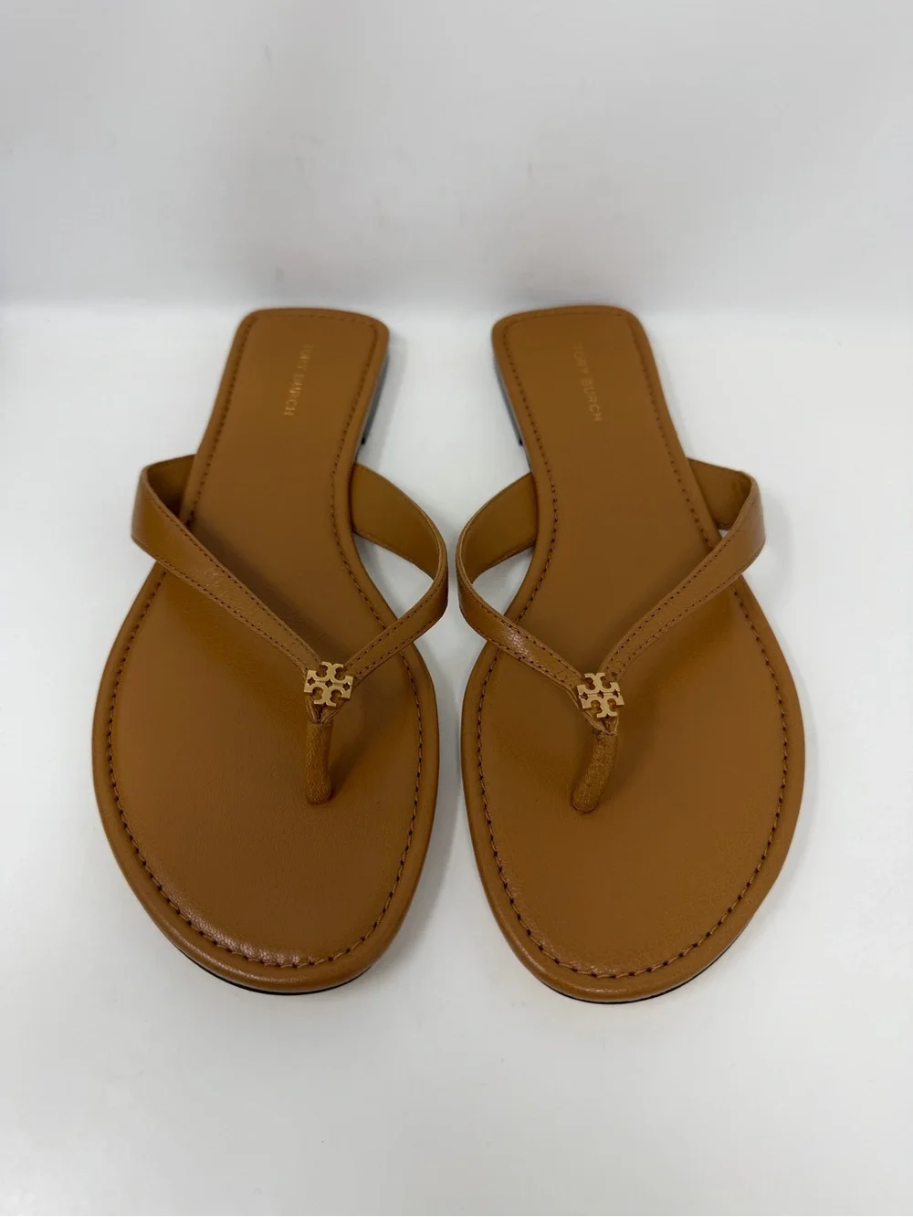 Tory Burch Classic Flip Flop Leather Camel Brown Size 8.5